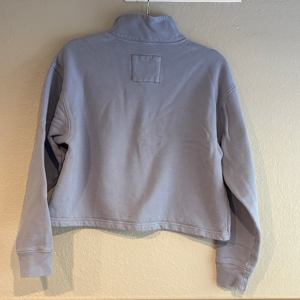 Girlfriend Collective Women's S Half-Zip Pullover Crop Sweatshirt periwinkle - Picture 2 of 4